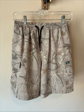 Neutral Camo Cargo Shorts with Elastic Waistband